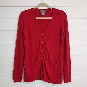 George Designs by Mark Eisen  Red Cardigan Silk blend Size M‎